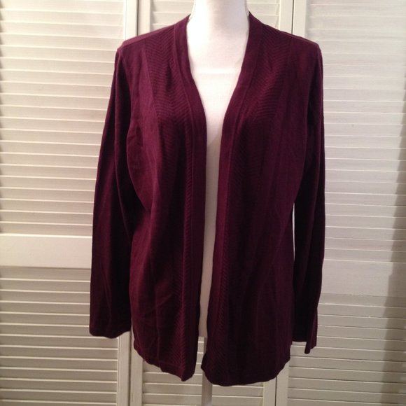 Appleseed's Sweaters Appleseeds Pl Deep Burgundy Open Cardigan